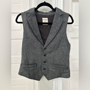 Vintage Fossil 90’s Women’s S Button-up Tweed Vest Gray Black Academia Preppy